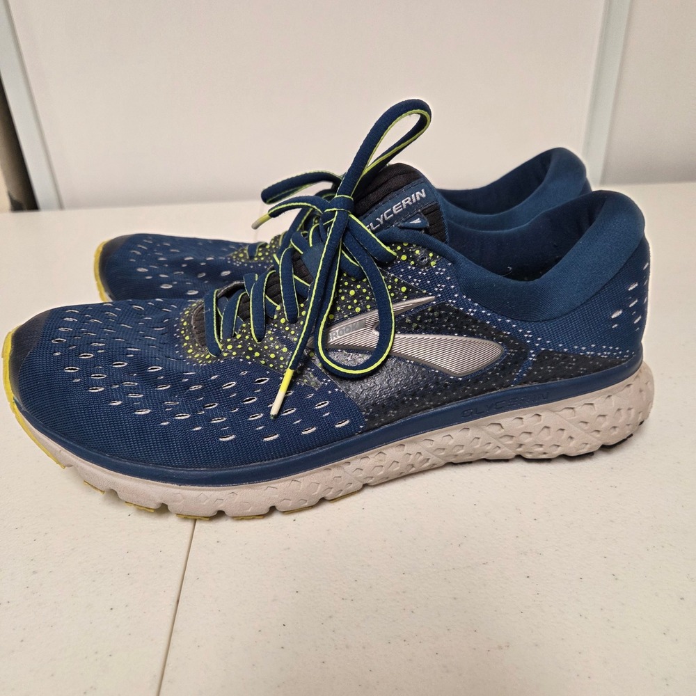 Brooks Glycerin 16 Mens Running Shoes Navy Blue Yellow 1102891D429 Size 10 D